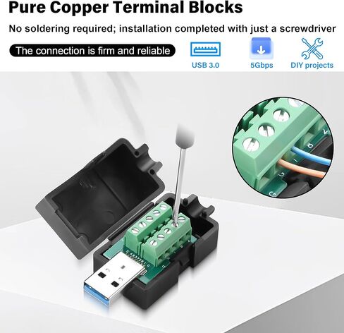 محول طرفي USB 3.0 إلى 9 دبابيس بدون لحام، موصل USB من النوع A 3.0 ذكر/أنثى سريع التوصيل، محطة لولبية 5 جيجابت في الثانية 3A 9 دبابيس لإصلاح الكابلات، مشاريع DIY، كاميرات المراقبة قطعتان in Kuwait