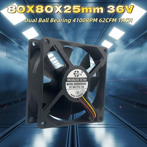 36V 80mm Fan for SXD8025B36H DC Brushless Fan 0.10A, 80x80x25mm 3-Pin Axial Cooling, 4100RPM High Airflow 62CFM Industrial in Saudi Arabia