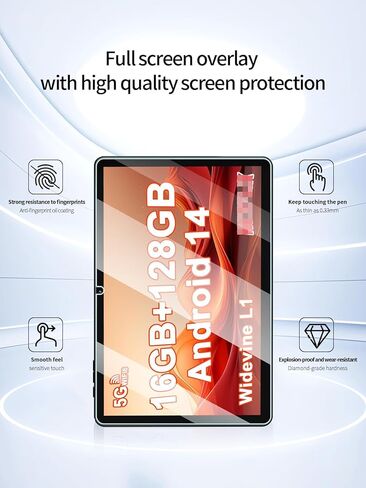 واقي شاشة لجهاز PEICHENG PCP12 Tablet 11 بوصة Android 14 Tablet، UYRUREL مضاد للخدش 9H صلابة اللمس الحساسة 2.5D حواف مستديرة خالية من الفقاعات سهلة التركيب، عبوتان. in Kuwait