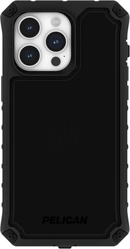 سلسلة Pelican Ambassador - حافظة iPhone 15 Pro Max مقاس 6.7 بوصات [حماية من السقوط بطول 18 قدمًا MIL-STD] [متوافقة مع MagSafe] حافظة هاتف شديدة التحمل لهاتف iPhone 15 Pro Max مع حامل بمشبك حزام - أسود in Kuwait