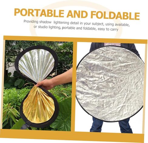 GALPADA 60 سم 2 في 1 قرص عاكس دائري قابل للطي عاكس إضاءة للتصوير الفوتوغرافي للاستخدام في الهواء الطلق والاستوديو مع الأسطح المعدنية الساطعة والدافئة in Saudi Arabia