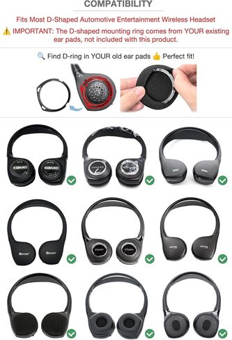 Ear Pads Soft Protein Leather Compatible with GMC Yukon Denali,GM Yukon,2017-2022 Chevrolet/Chevy Suburban Tahoe,Ford Digital Audio Headphone Entertainment DVD Systems Headset Cushion EarPads in Saudi Arabia