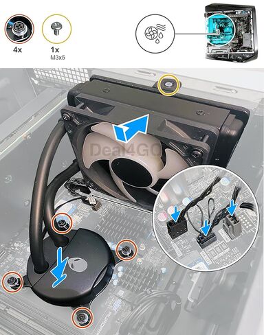 Deal4GO 120mm RGB CPU مروحة تبريد سائلة 69XJW 069XJW بديلة لسطح المكتب Dell Alienware Aurora R16 R15 R14 R13 in Saudi Arabia