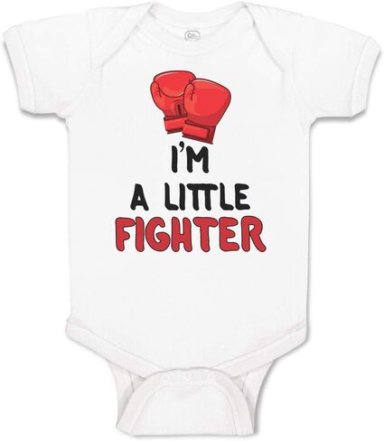 Cute Rascals Baby Bodysuit I'M A Little Fighter Sport Boxing Gloves Style 1 Boy & Girl Baby Clothes Funny Cotton A White Design Only Newborn in Saudi Arabia