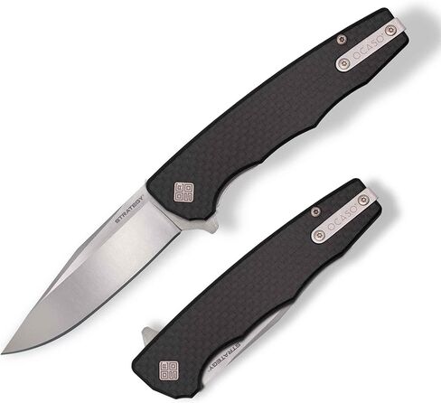 OCASO - سكين جيب للحمل اليومي، 3.5 بوصة Bohler K110 D2 فولاذ، مقبض من الألومنيوم أو G-10، مشبك جيب للحمل العميق يمكن استخدامه بكلتا اليدين، ألياف الكربون/G-10 29BCD in Kuwait