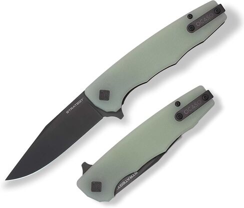 OCASO - سكين جيب للحمل اليومي، 3.5 بوصة Bohler K110 D2 فولاذ، مقبض من الألومنيوم أو G-10، مشبك جيب للحمل العميق يمكن استخدامه بكلتا اليدين، ألياف الكربون/G-10 29BCD in Kuwait