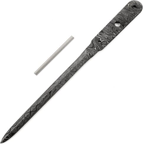 EZSMITH Executive Knife Kit - USA Damascus Blade Blank - (with Walnut Handle Scales) - USA Made - DIY Letter Opener - 5in Double-Ground Carbon Steel - Heat Treated - Weekend Custom Knife Project in Kuwait