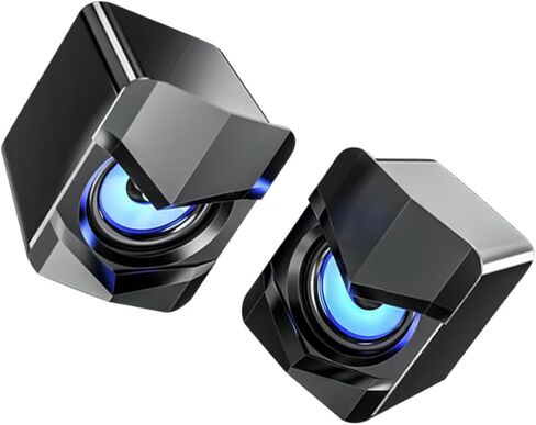 مكبرات صوت للكمبيوتر المكتبي الصغير تعمل بمنفذ USB مع صوت جهير، ومكبرات صوت مدمجة للوسائط المتعددة للاستخدام المكتبي والمنزلي، إصدار ترقية باللون الأسود متوافق مع DC5v in Kuwait