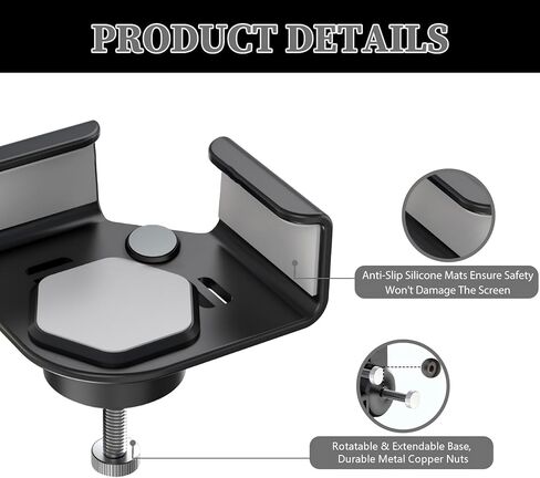 Aiivioll Adjustable Monitor Headset Stand, Headphone Holder Hook Hanger, Space-Saving Desk Organizer for Office Gaming & Study, Detachable Headphone Stand for Desk, Black in Saudi Arabia