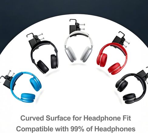 Aiivioll Adjustable Monitor Headset Stand, Headphone Holder Hook Hanger, Space-Saving Desk Organizer for Office Gaming & Study, Detachable Headphone Stand for Desk, Black in Saudi Arabia