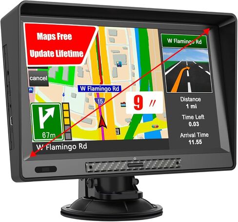 AWESAFE 9" GPS Navigator for Car Truck RV,Car GPS Navigation System with Lifetime Maps Update,Vehicle GPS with Speed and Red Light Warning in Saudi Arabia