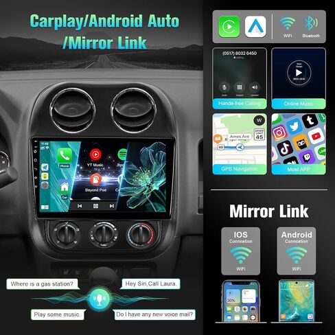 راديو سيارة 2+32 جيجابايت لسيارة جيب باتريوت كومباس 2010-2016 مع CarPlay Android Auto Mirrorlink، KuTaiTai 9 بوصة تعمل باللمس ستيريو سيارة لسيارة جيب باتريوت كومباس مع نظام تحديد المواقع العالمي، بلوتوث، واي فاي، FM، SWC in Kuwait