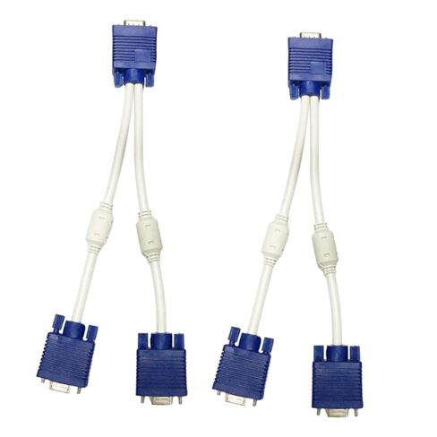 كابل محول VGA Video Splitter 1 مدخل إلى 2 مخرجات ذكر إلى محول مزدوج أنثى بطول 0.3 متر متوافق مع الشاشات وأجهزة التلفاز، 2 حزمة in Saudi Arabia