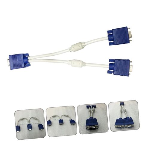 كابل محول VGA Video Splitter 1 مدخل إلى 2 مخرجات ذكر إلى محول مزدوج أنثى بطول 0.3 متر متوافق مع الشاشات وأجهزة التلفاز، 2 حزمة in Saudi Arabia