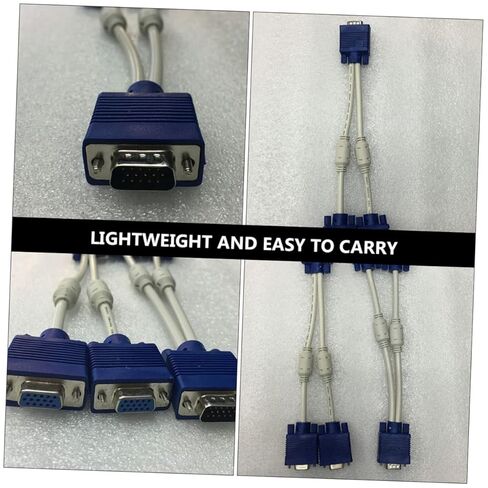 كابل محول VGA Video Splitter 1 مدخل إلى 2 مخرجات ذكر إلى محول مزدوج أنثى بطول 0.3 متر متوافق مع الشاشات وأجهزة التلفاز، 2 حزمة in Saudi Arabia