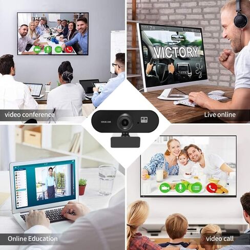 كاميرا ويب USB 2K HD مع ميكروفون مدمج، حامل ثلاثي قابل للدوران، عدسة واسعة الزاوية، غطاء للخصوصية، تصحيح تلقائي للضوء، توصيل وتشغيل كاميرا ويب USB-A للكمبيوتر المحمول، سطح المكتب، الكمبيوتر الشخصي، البث - أسود in Kuwait