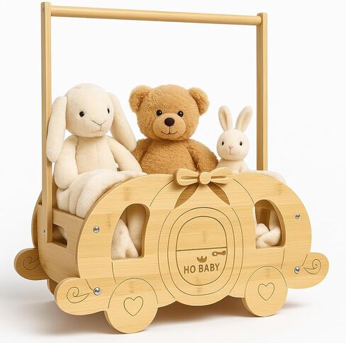 خزانة قفص استحمام للأطفال من Fun-Plus، سلة استحمام للأطفال على شكل عربة يقطين مع قفص تخزين للأطفال بمقبض، قفص خشبي للوالدين الجدد في الحمل (مصنوع من الخيزران) in Saudi Arabia