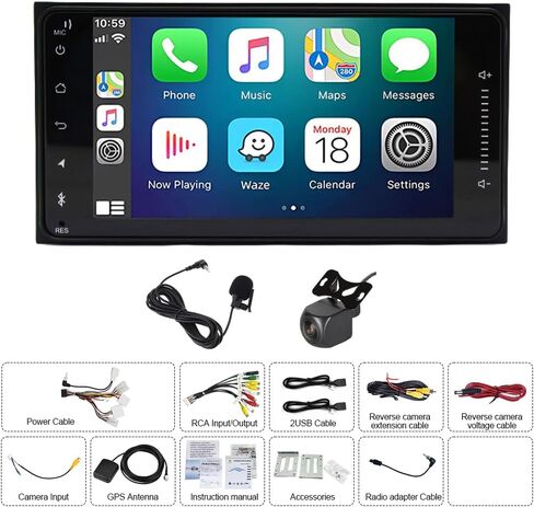 Double Din Car Stereo Radio for Toyota Tundra 2000-2006, 7" Touchscreen Car Audio Receivers with Carplay Android Auto Support Bluetooth SWC FM GPS Navigation Backup Camera 2+32G in Saudi Arabia
