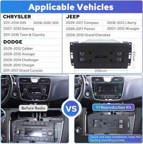 راديو سيارة JOYING لسيارة Jeep Wrangler Jk Patriot Compass Grand Cherokee/Chrysler/Dodge (2007-2017)، شاشة لمس IPS 8.9 بوصة Android 13 ستيريو 4 جيجابايت + 64 جيجابايت مع تشغيل لاسلكي، Android Auto (JY-JP102T4) in Kuwait