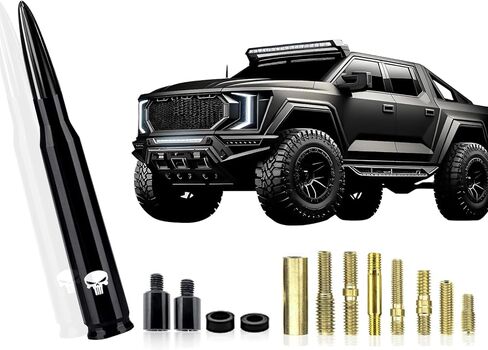 هوائي رأس رصاصة معدل للسيارة مناسب لسيارة Ford F150 F250 F350 Raptor Mustang Truck Wrangler Jeep شيفروليه (جمجمة حمراء) in Kuwait
