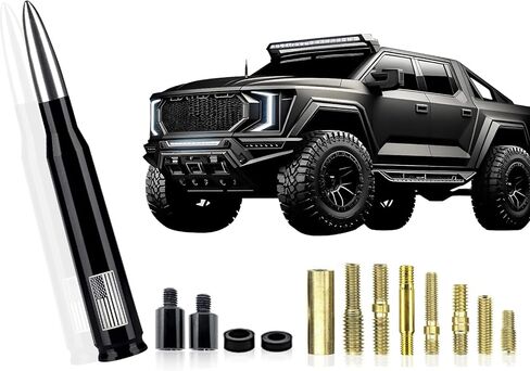 هوائي رأس رصاصة معدل للسيارة مناسب لسيارة Ford F150 F250 F350 Raptor Mustang Truck Wrangler Jeep شيفروليه (جمجمة حمراء) in Kuwait
