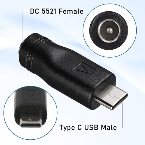 4 قطع محول USB C إلى تيار مستمر، 5 فولت تيار مستمر 5.5 × 2.1 مم أنثى إلى USB نوع C ذكر قابس تحويل موصل طاقة شحن أسطواني جاك مصدر طاقة عالمي لأجهزة الشحن in Kuwait