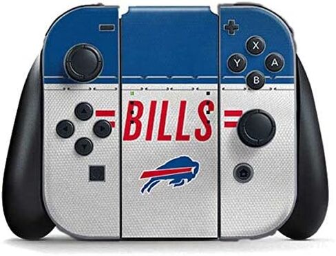 غلاف ألعاب Skinit متوافق مع وحدة تحكم Nintendo Switch Joy Con - تصميم مخطط باللون الأبيض مرخص رسميًا من NFL Buffalo Bills in Kuwait