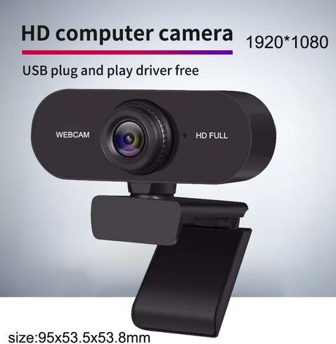 كاميرا ويب USB 1080P HD مع ميكروفون مدمج، حامل ثلاثي قابل للدوران، عدسة واسعة الزاوية، غطاء للخصوصية، تصحيح تلقائي للضوء، توصيل وتشغيل كاميرا ويب USB-A للكمبيوتر المحمول، سطح المكتب، الكمبيوتر الشخصي، البث - أسود in Kuwait
