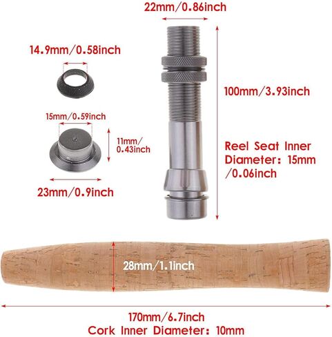 B Baosity Cork Fly Fishing Rod Handle Grip with Reel Seat for Rod Building or Repair, Model 1 in Saudi Arabia