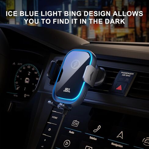 Wireless Car Charger, 3-in-1 Car Phone Holder Car Charger Phones Mount Windshield Dashboard Air Vent Fast Charging Cell Phone Holder with LED Light for iPhone Air Pro Max,Samsung S24/S23 in Saudi Arabia