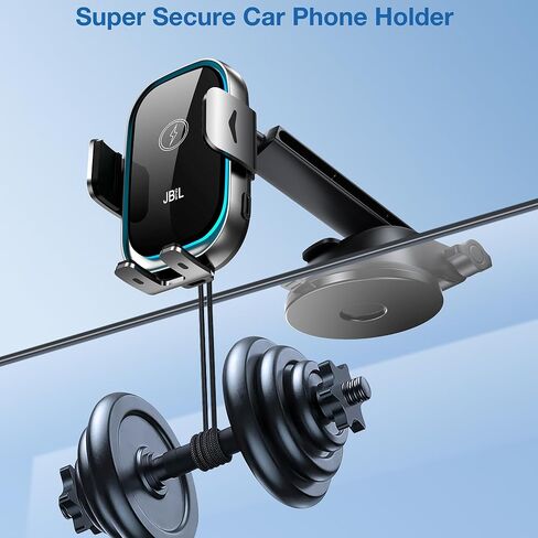 Wireless Car Charger, 3-in-1 Car Phone Holder Car Charger Phones Mount Windshield Dashboard Air Vent Fast Charging Cell Phone Holder with LED Light for iPhone Air Pro Max,Samsung S24/S23 in Saudi Arabia