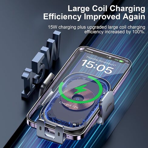 Wireless Car Charger, 3-in-1 Car Phone Holder Car Charger Phones Mount Windshield Dashboard Air Vent Fast Charging Cell Phone Holder with LED Light for iPhone Air Pro Max,Samsung S24/S23 in Saudi Arabia