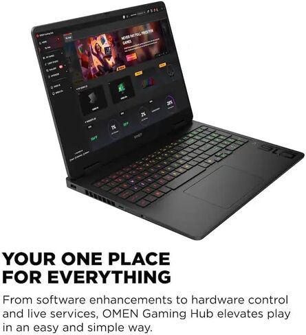 HP OMEN 16 inch Slim Gaming Laptop, 1920 x 1200 Display, Intel Core Ultra 7-255H, NVIDIA GeForce RTX 5060 GPU (8 GB Dedicated), Windows 11 Home，W/HDMI Cable (16GB RAM | 1TB PCIe SSD) in Kuwait