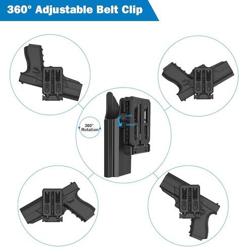 حافظة OWB لـ Glock 26 27 33 Gen 1-4، تكتيكية 360 درجة قابلة للدوران خارج حزام الخصر مجداف حزام مولي مع زر تحرير إصبع السبابة، حافظة حمل مفتوحة من البوليمر، اليد اليمنى in Saudi Arabia
