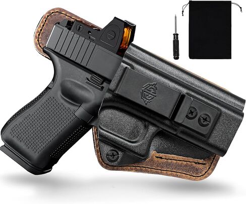 حافظة IWB مريحة طوال اليوم لـ Glock 19/19X - احتفاظ قابل للتعديل، جاهز للبصريات، كيديكس والجلد الهجين، يقلل من تهيج الجلد، مثالي لإنفاذ القانون وعشاق EDC in Kuwait