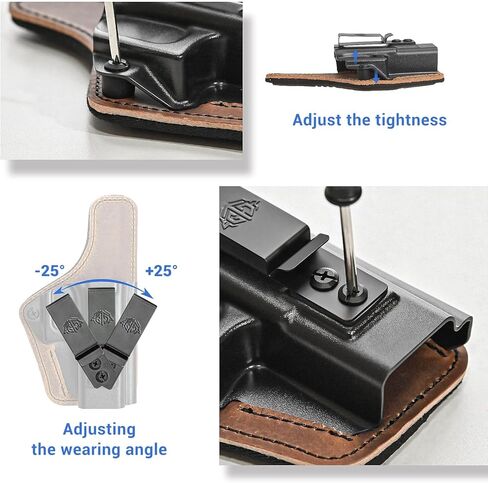 حافظة IWB مريحة طوال اليوم لـ Glock 19/19X - احتفاظ قابل للتعديل، جاهز للبصريات، كيديكس والجلد الهجين، يقلل من تهيج الجلد، مثالي لإنفاذ القانون وعشاق EDC in Kuwait
