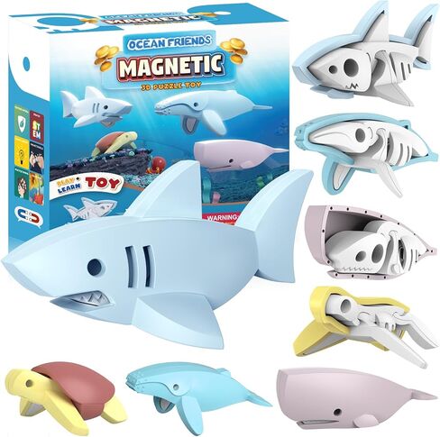 Magnetic Dinosaur Building Toys, STEM Toddler Learning Toys 3D Puzzle Dinosaur for Boys Girls, Educational Magnetic Travel Montessori Toy Dinosaurs, for Kids 3 4 5 6 7 in Saudi Arabia