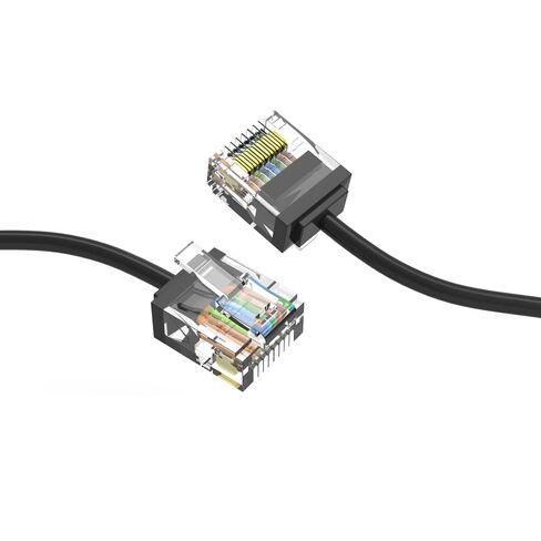 كابل Cat6A فائق النحافة بطول 4 أقدام (50 حزمة)، سلك توصيل إيثرنت فائق النحافة CAT 6، كابل إنترنت موصل RJ45 فائق النحافة 10 جيجابت للكمبيوتر الشخصي، ماك، الكمبيوتر المحمول، PS5، PS4، Xbox - أسود in Saudi Arabia