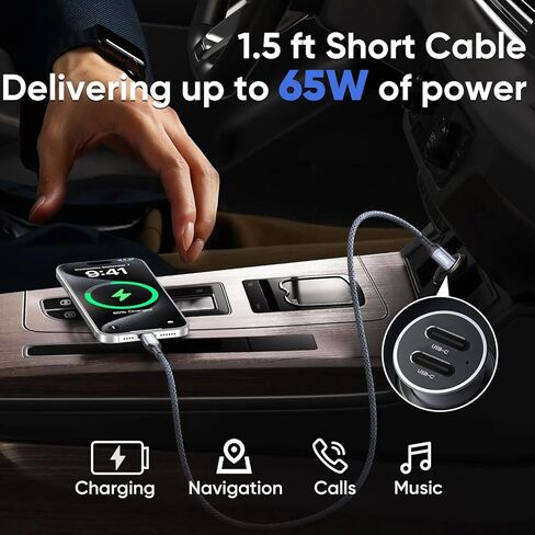 USB C to USB C Data Cable 1.5ft Short, USB 3.2 Gen 2 10Gbps High Speed Data Transfer & 65W Charging USB-C to Type-C Cord for iPhone 15/16/17 Pro Max Galaxy S23/S24/S25 Ultra External SSD to Laptop in Saudi Arabia