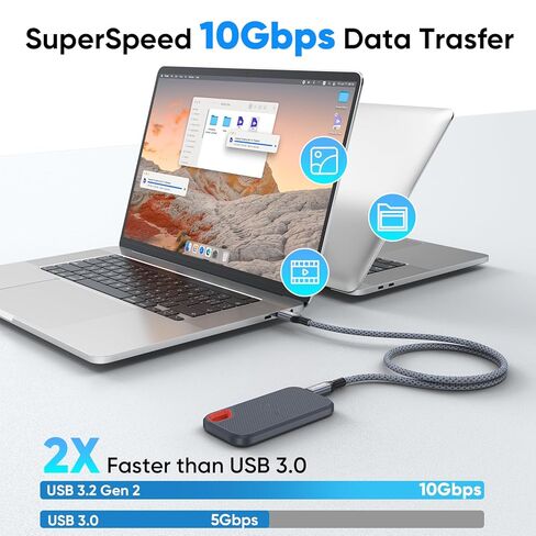 USB C to USB C Data Cable 1.5ft Short, USB 3.2 Gen 2 10Gbps High Speed Data Transfer & 65W Charging USB-C to Type-C Cord for iPhone 15/16/17 Pro Max Galaxy S23/S24/S25 Ultra External SSD to Laptop in Saudi Arabia