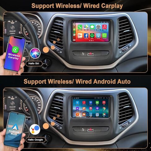 7 inch Car Radio for Jeep Cherokee 2014 2015 2016 2017 2018, Support Wireless Carplay Android Auto, GPS Navigation Stereo, 4G+64G, Backup Camera in Kuwait