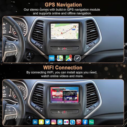 7 inch Car Radio for Jeep Cherokee 2014 2015 2016 2017 2018, Support Wireless Carplay Android Auto, GPS Navigation Stereo, 4G+64G, Backup Camera in Kuwait