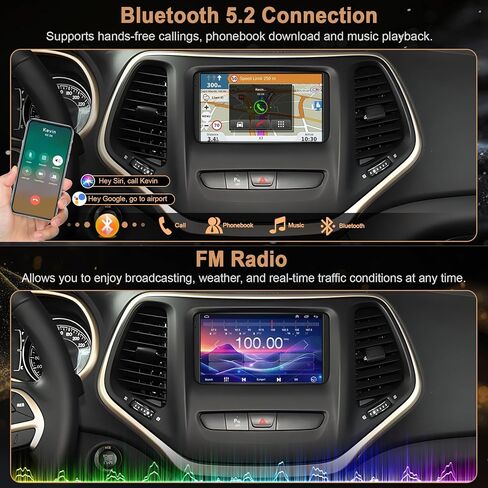 7 inch Car Radio for Jeep Cherokee 2014 2015 2016 2017 2018, Support Wireless Carplay Android Auto, GPS Navigation Stereo, 4G+64G, Backup Camera in Kuwait