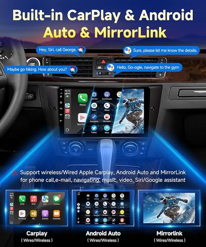 راديو سيارة VQU 4+64G لسيارة BMW 3 Series 2005 إلى 2011 328i 335i 325i E90 E91، شاشة لمس 9 بوصة IPS CarPlay/Android Auto Stereo لسيارات BMW E92 E93 w/GPS/كاميرا احتياطية/SWC/DSP/بلوتوث 5G واي فاي (بدون ألياف) in Kuwait