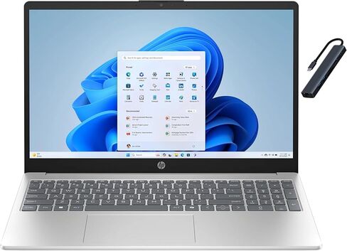 HP 15.6 inch FHD IPS Touch Laptop, AMD Ryzen 7 7730U, 16GB DDR4 RAM, 512GB SSD, Webcam, Windows 11 Home, Copilot AI, Natural Silver, 15-fc0057wm in Kuwait