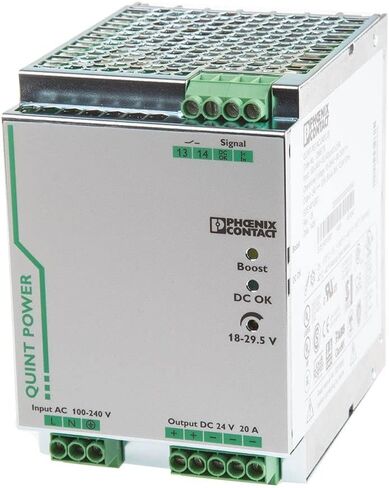 Phoenix Contact QUINT-PS/1AC/24DC/20 DIN مزود طاقة السكك الحديدية 24Vdc 20A 480W، مرحلة واحدة in Kuwait