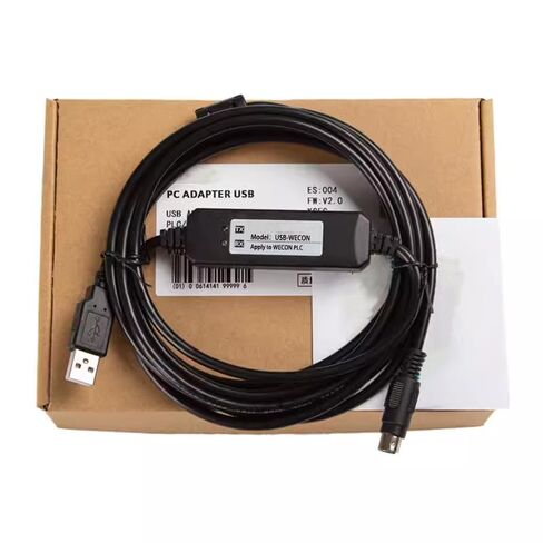 USB-WECON لكابل برمجة LX Series PLC، كابل تنزيل كابل نقل برمجة يدعم WIN7/XP/VISTA/WIN8/WIN10 موديل عادي أسود 3 متر in Kuwait
