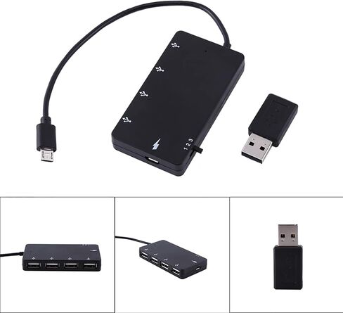 Vikye Micro USB OTG Hub, 4-Port USB2.0 Extension Adapter for Smartphone and Tablet, Hot Swappable Support, OTG and Charging Function, Support and in Saudi Arabia