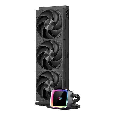 مبرد وحدة المعالجة المركزية السائل PCCOOLER، 360 مم، مضخة مزدوجة الحجرة، شاشة ARGB، مراوح PWM، لوحة باردة عالية الكفاءة، أنابيب مضادة للتسرب، متوافق مع Intel وAMD (DE360 MAX BK) in Kuwait