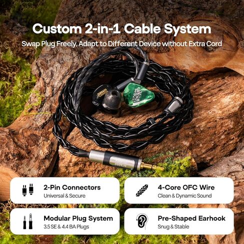 Linsoul Punch Audio Portazo 1DD + 2 مشغل مستو في شاشة الأذن، سماعات HiFi سلكية IEM، مراقبة استوديو Basshead وسماعات أذن للألعاب مع كابل 3.5/4.4 مم قابل للفصل للموسيقيين عشاق الموسيقى in Saudi Arabia